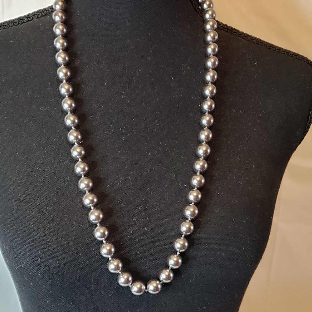 Joan River's Knotted Faux Silver Pearl Necklace